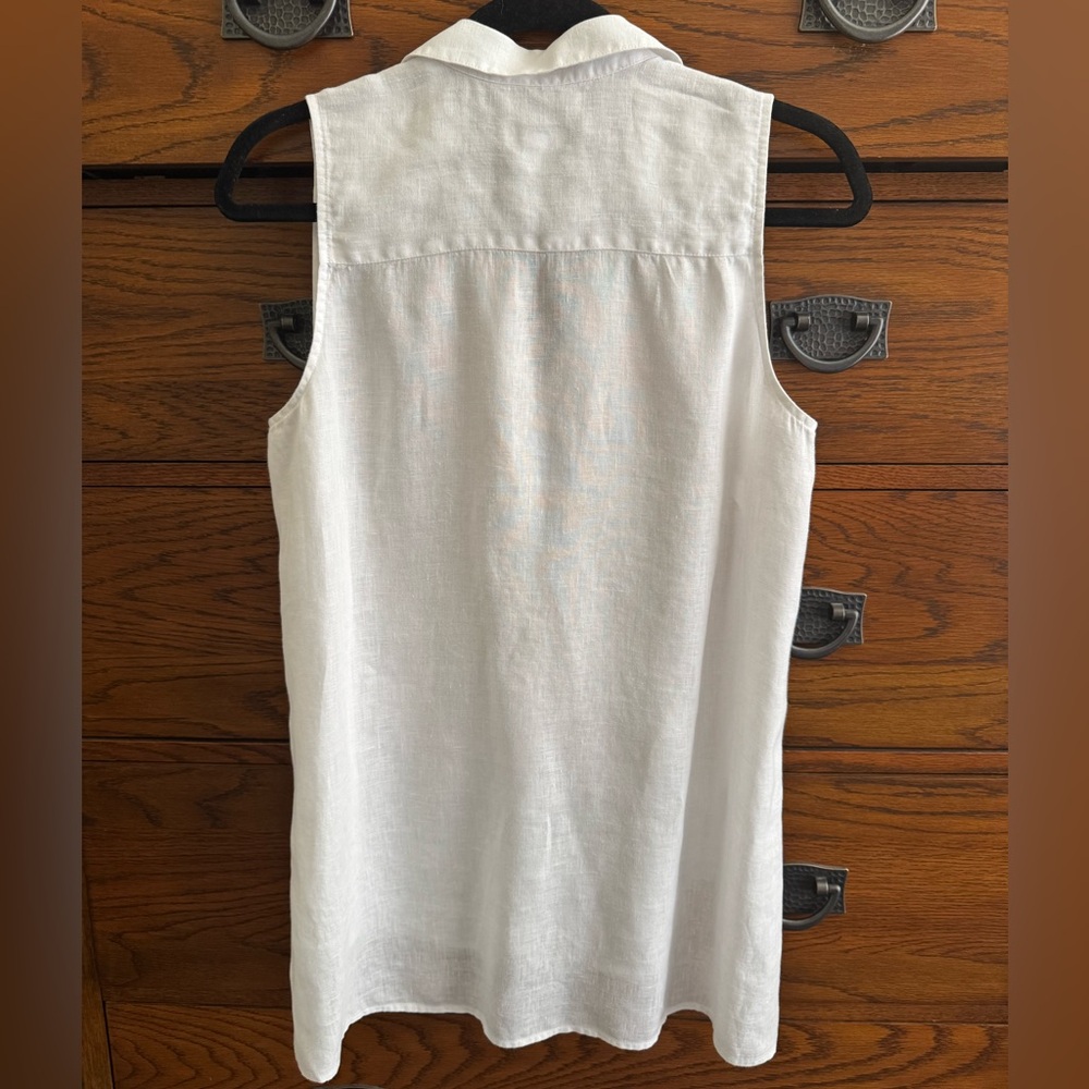J Jill Sleeveless Button-Front White Linen Top- Size S - Picture 5 of 12